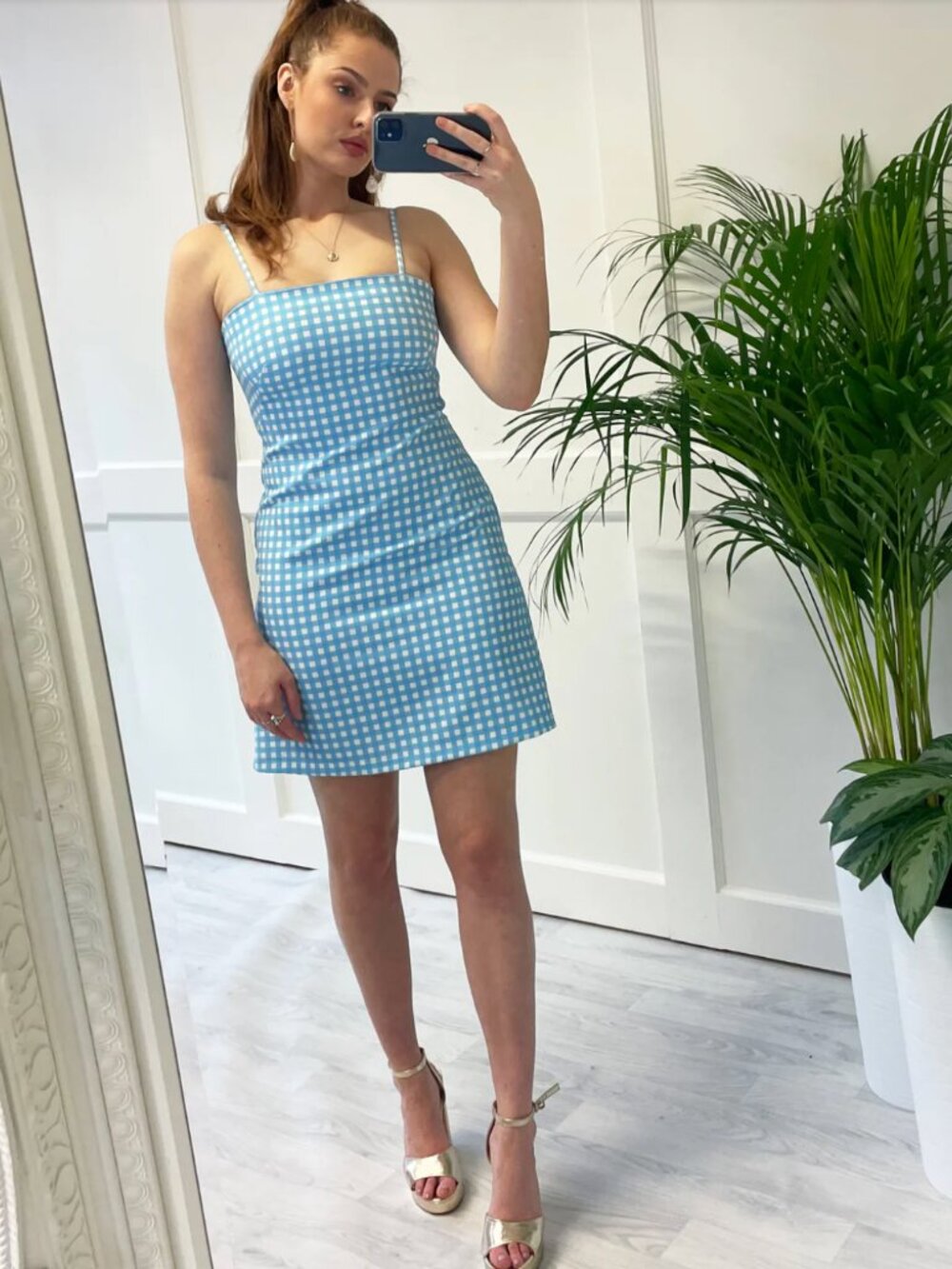 twisted wunder - blue gingham mini dress